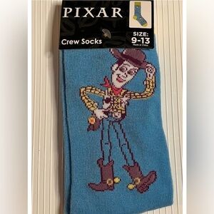 Pixar Blue Crew Socks Toy Story Disney Size 9-13 Novelty Cowboy Western NEW